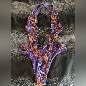 Purple and Orange One Piece Swimsuit